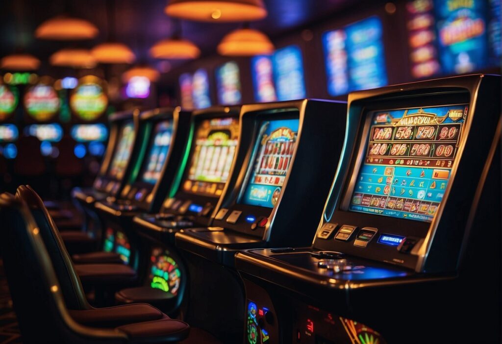 Several casino slot machines.